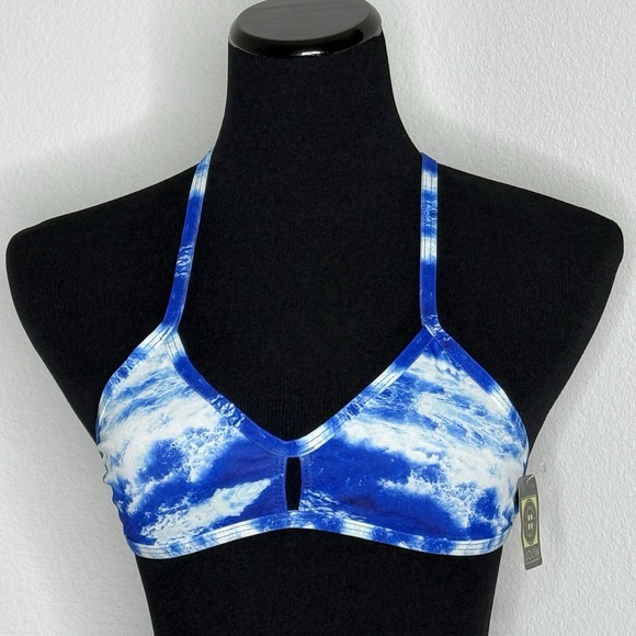Jolyn Bikini Swim Top Vent Small Blue White (Splash) New with tags - Picture 1 of 5